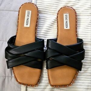 Steve Madden Black Slide Sandals Size 7